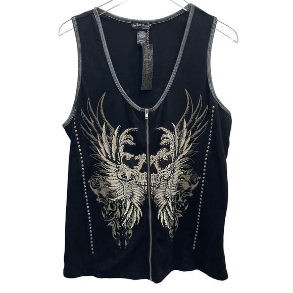 Bus Stop From L.A. Knit Full Zip Embellished Motorcycle Vest Top SZ 3X NWT - Picture 1 of 9